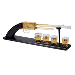 Gevær Karaffel Med 4 Shot Glass & Flott Brett
