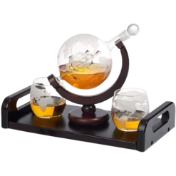 Whiskeykaraffel Globe Med 2 Glass & Flott Brett